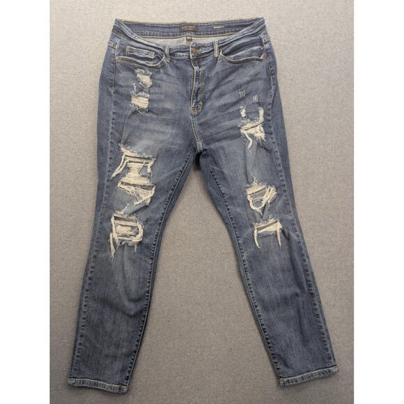 Judy Blue Jeans Womens 16W Boyfriend Fit Distressed Stretch Denim JB8286MD-PL - Picture 1 of 16